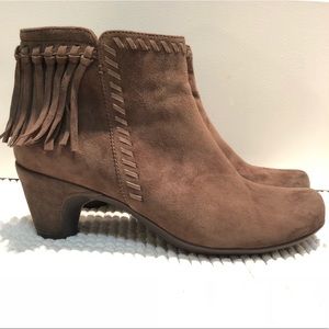 Earth Leather Fringe Booties